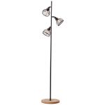 Brilliant Standleuchte Avia Metall Holz Schwarz | 380mm - Geeignet für 3x E14