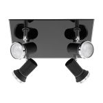 Eglo Deckenleuchte Tamara 1 Stahl Schwarz Chrom 4x2.8W 4x250lm - 830 Warmweiß | IP44 - Inkl. 4x GU10