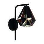 Eglo Wandleuchte Carlton 4 Stahl Schwarz Bernstein | IP20 - Geeignet für 1x E27 