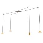Emibig Pendelleuchte Fuji Stahl Gold | Geeignet für 1x E14 - Max 10W, 1x GU10 - Max 10W, 2x GX53 - Max 10W