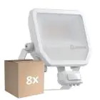 Mehrfachpackung 8x Ledvance LED-Scheinwerfer Aluminium Weiß 41W 5500lm 100D - 830 Warmweiß | IP65 - Bewegungs- und Lichtsensor - Symmetrisch